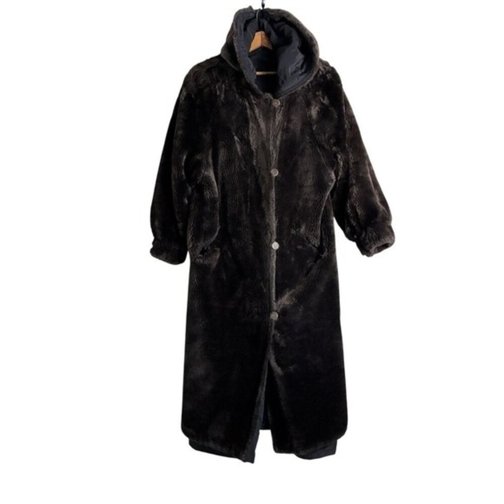 Vintage Overcoat reversible faux fur PL Brown 80s Retro J. Percy Marvin  Vamp‎